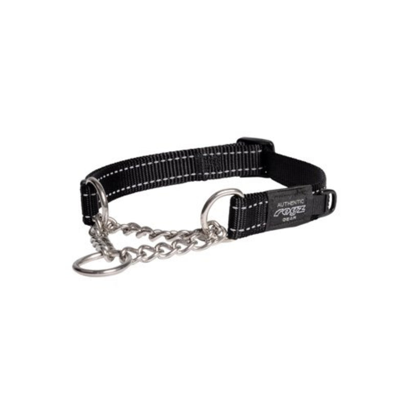 Load image into Gallery viewer, Rogz Utility Control Dog Collar with Reflective Stitching and Stainless Steel Half-Check Chain for Gentle Training and Walking