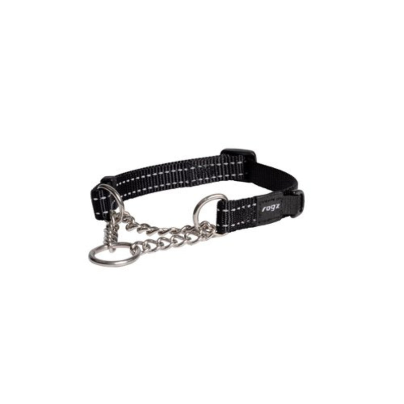 Load image into Gallery viewer, Rogz Utility Control Dog Collar with Reflective Stitching and Stainless Steel Half-Check Chain for Gentle Training and Walking