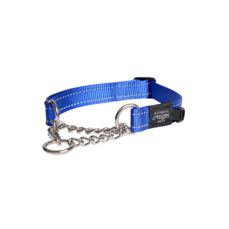 Load image into Gallery viewer, Rogz Utility Control Dog Collar with Reflective Stitching and Stainless Steel Half-Check Chain for Gentle Training and Walking