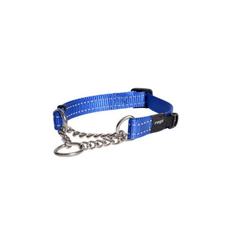 Load image into Gallery viewer, Rogz Utility Control Dog Collar with Reflective Stitching and Stainless Steel Half-Check Chain for Gentle Training and Walking
