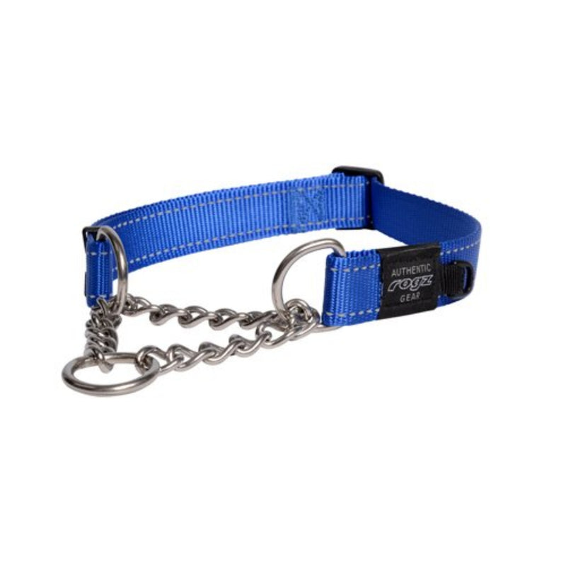 Load image into Gallery viewer, Rogz Utility Control Dog Collar with Reflective Stitching and Stainless Steel Half-Check Chain for Gentle Training and Walking