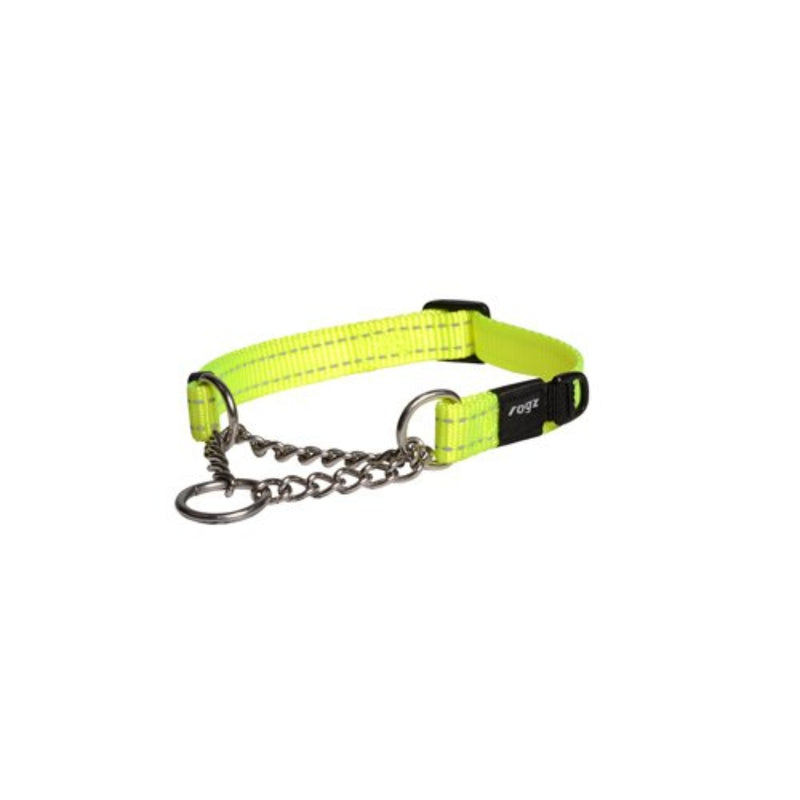 Load image into Gallery viewer, Rogz Utility Control Dog Collar with Reflective Stitching and Stainless Steel Half-Check Chain for Gentle Training and Walking