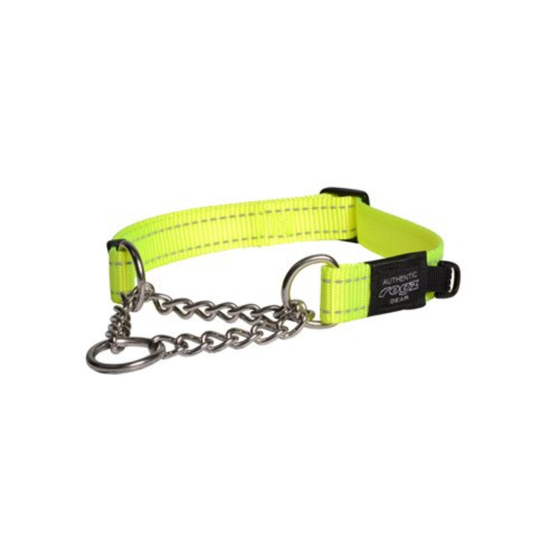 Load image into Gallery viewer, Rogz Utility Control Dog Collar with Reflective Stitching and Stainless Steel Half-Check Chain for Gentle Training and Walking