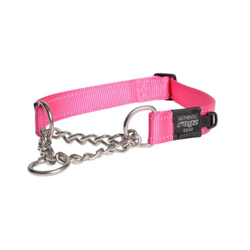 Load image into Gallery viewer, Rogz Utility Control Dog Collar with Reflective Stitching and Stainless Steel Half-Check Chain for Gentle Training and Walking