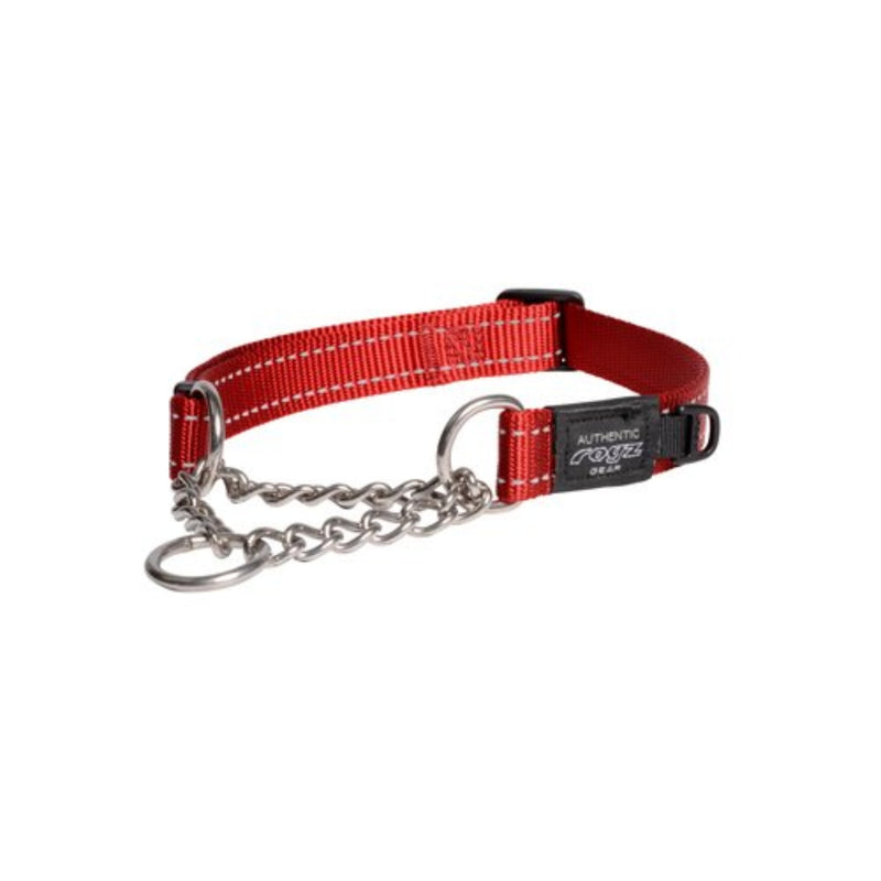 Load image into Gallery viewer, Rogz Utility Control Dog Collar with Reflective Stitching and Stainless Steel Half-Check Chain for Gentle Training and Walking