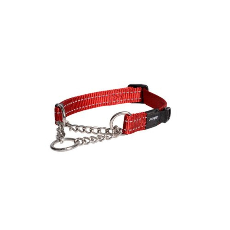 Load image into Gallery viewer, Rogz Utility Control Dog Collar with Reflective Stitching and Stainless Steel Half-Check Chain for Gentle Training and Walking