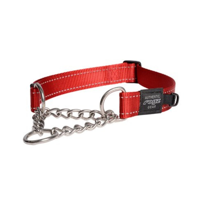 Load image into Gallery viewer, Rogz Utility Control Dog Collar with Reflective Stitching and Stainless Steel Half-Check Chain for Gentle Training and Walking