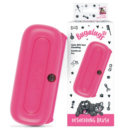 Bugalugs Deshedding Brush Pink For Dogs & Cats