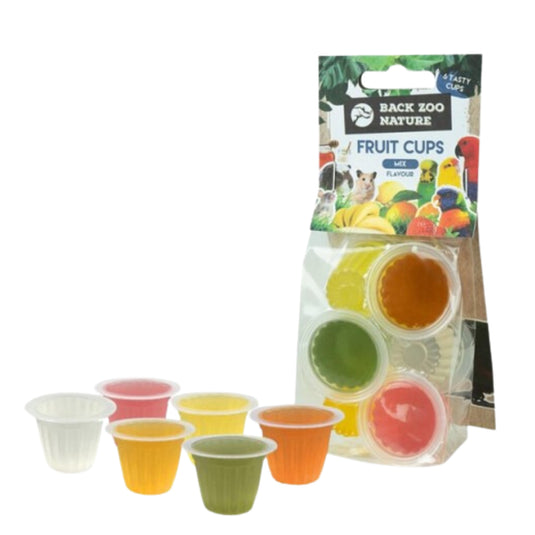 Back Zoo Nature Mixed Fruit Cups – Natural assorted fruit treats for small pets, including birds, rabbits, guinea pigs, and rodents. Packed with essential nutrients for a healthy and varied diet.