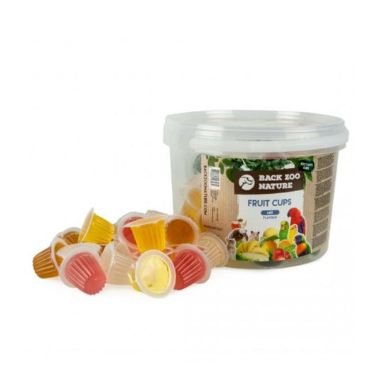 Back Zoo Nature 100 Mixed Fruit Cups – Natural, healthy fruit snacks for small pets like rabbits, guinea pigs, and rodents. Packed with a variety of fresh fruits, rich in essential vitamins and nutrients, perfect for promoting pet health and well-being.