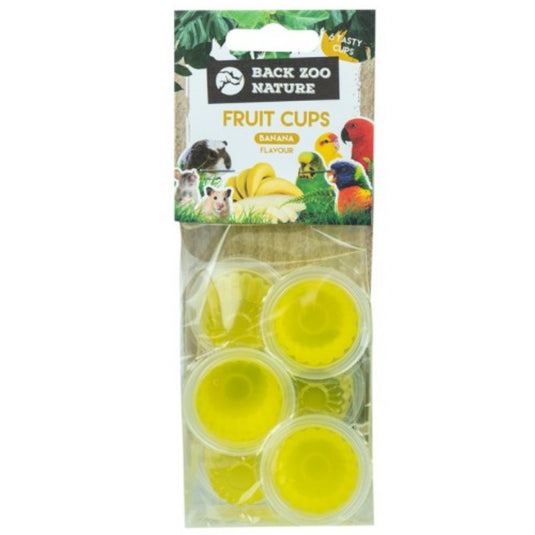Back Zoo Nature Fruit Cups Banana – Natural banana-flavoured fruit treats for small pets, including birds, rabbits, guinea pigs, and rodents. Rich in essential nutrients for a healthy diet.