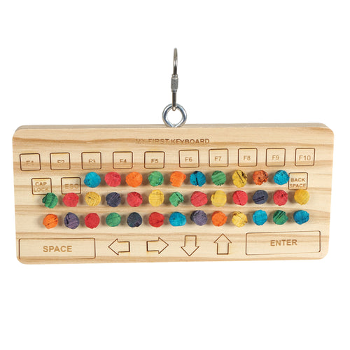 Keyboard Chewable Parrot Toy – Wood & Cork Enrichment Toy for Birds