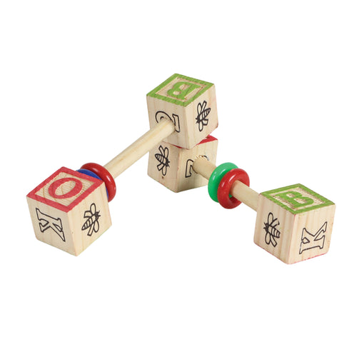 ABC Rattle Foot Toys for Parrots – Medium Size, Pack of 2