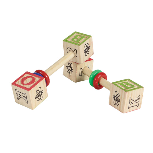 ABC Rattle Foot Toys for Parrots – Medium Size, Pack of 2