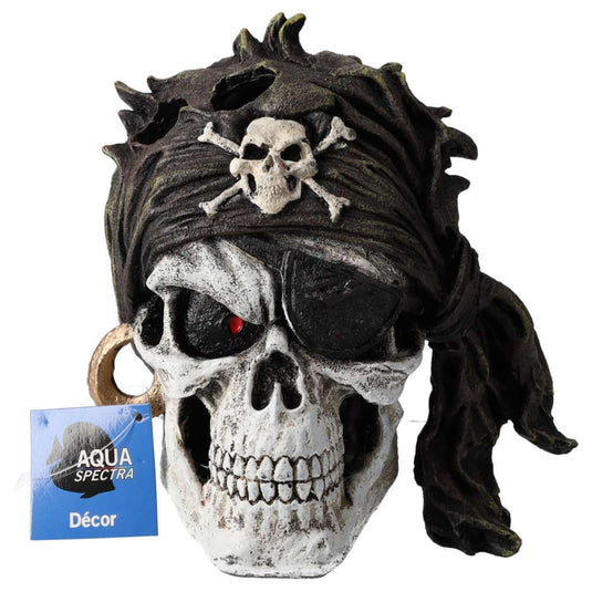 Aqua Spectra Pirate Skull Black Bandana Aquarium Decoration