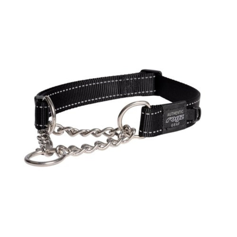 Load image into Gallery viewer, Rogz Utility Control Dog Collar with Reflective Stitching and Stainless Steel Half-Check Chain for Gentle Training and Walking
