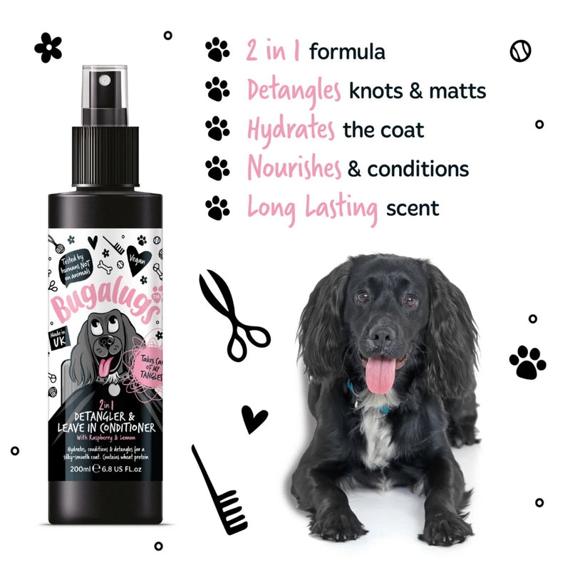 Load image into Gallery viewer, Bugalugs Detangle &amp; Conditioning Spray Raspberry &amp; Lemon 200ml – Coat Care for Dogs
