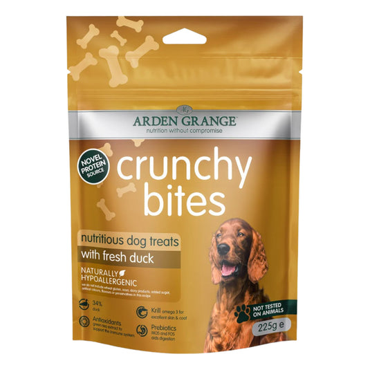 Arden Grange Crunchy Bites with Fresh Duck 225g dog treats in resealable bag