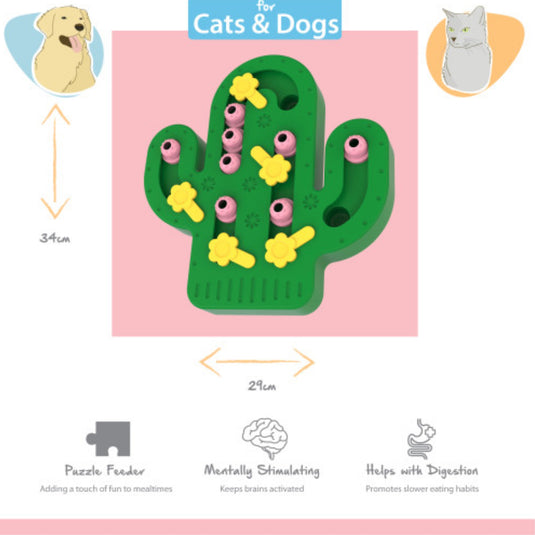 Happy Pet Cactus Puzzle Feeder – Interactive Slow Feeding Enrichment Toy