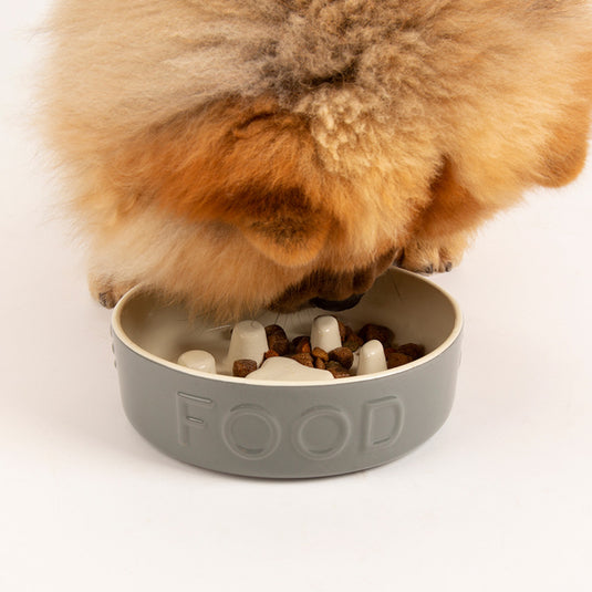Scruffs Grey Stoneware Slow Feeder Bowl