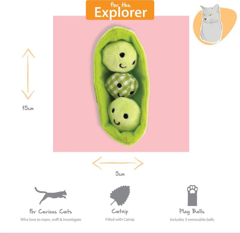 Load image into Gallery viewer, Happypet Tabby Patch Catnip Pea Pods 2pk
