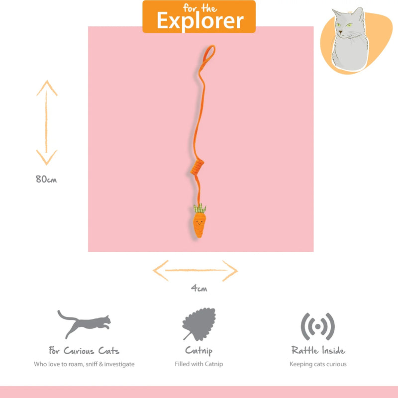 Load image into Gallery viewer, Happypet Tabby Patch Carrot Cat Bungee Toy – Interactive Hanging Cat Toy
