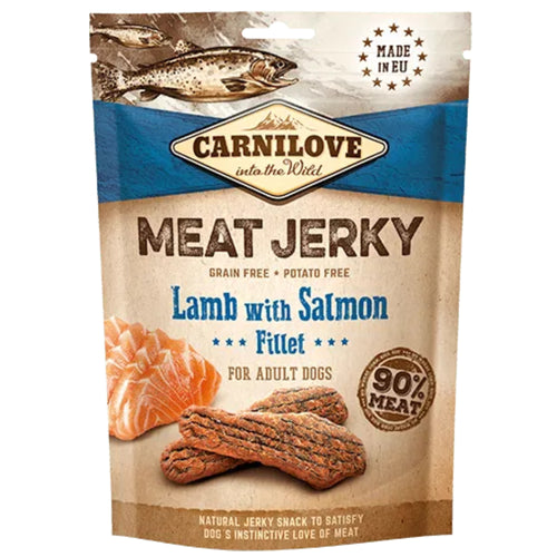 Carnilove Jerky Lamb with Salmon Fillet Dog Treats 100g – Natural Grain Free Meaty Snack