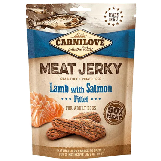 Carnilove Jerky Lamb with Salmon Fillet Dog Treats 100g – Natural Grain Free Meaty Snack