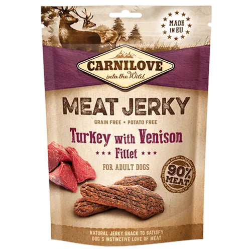 Carnilove Jerky Turkey with Venison Fillet Dog Treats 100g – Natural Grain Free Protein Snack