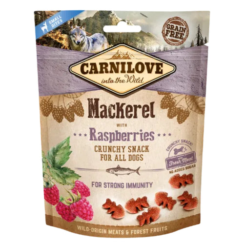 Carnilove Mackerel with Raspberries Dog Treats 200g – Natural Grain Free Fish Snack for Dogs