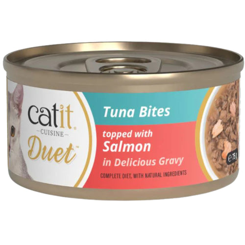 Catit Cuisine Duets Tuna Bites Topped with Salmon in Gravy 75g – Natural Wet Cat Food