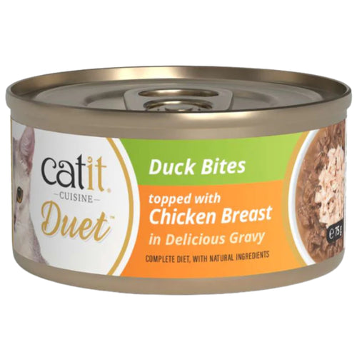 Catit Cuisine Duets Duck Bites with Chicken Breast in Gravy 75g – Natural Wet Cat Food