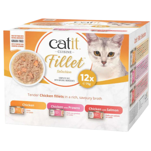 Catit Cuisine Chicken Fillet in Broth Variety Pack 12x75g – Natural Wet Cat Food