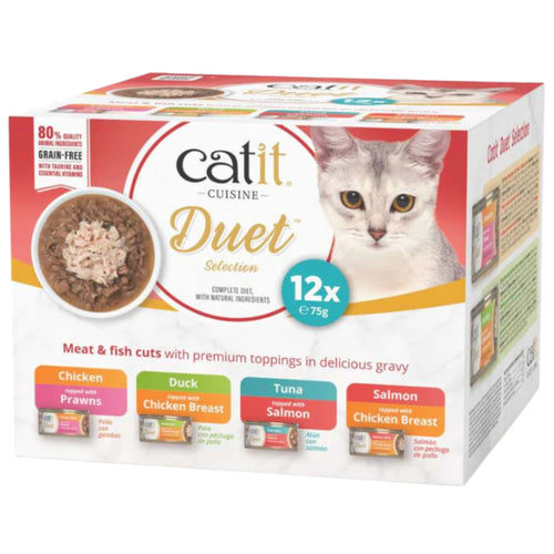 Catit Cuisine Duets Variety Pack 12x75g – Wet Cat Food Selection for Adult Cats
