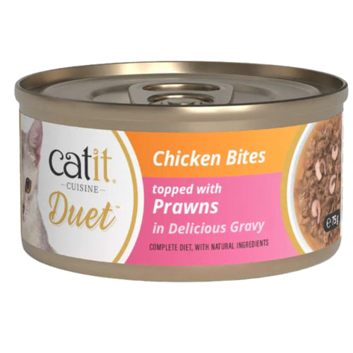 Catit Cuisine Duets Chicken Bites with Prawns in Gravy 75g – Natural Wet Cat Food