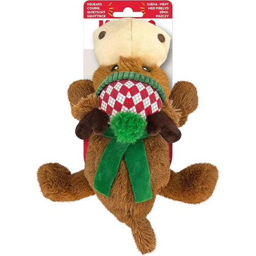 KONG Holiday Cozie Reindeer Dog Toy – Soft Plush Christmas Cuddle Toy with Extra Layer for Added Strength