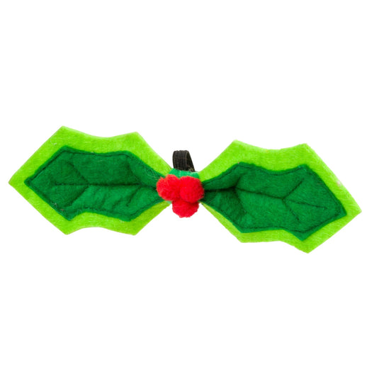 House of Paws Holly Bow Tie for dogs, festive holiday accessory