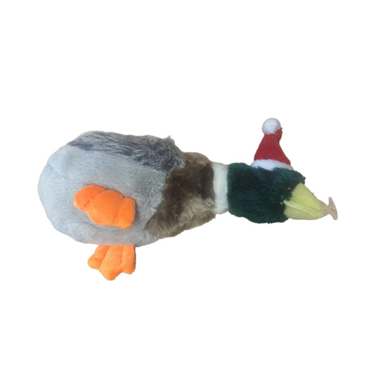 House of Paws Mallard with Santa Hat dog toy, festive plush design