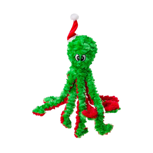 House of Paws Christmas Octopus Dog Toy with festive plush design