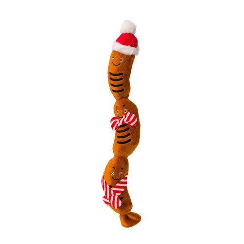 House of Paws Christmas Sausages Dog Toy with festive design