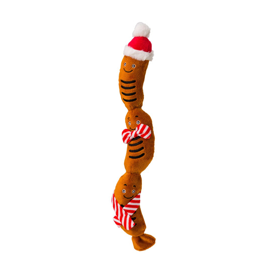 House of Paws Christmas Sausages Dog Toy with festive design