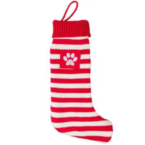 House Of Paws Red Christmas Striped Stocking