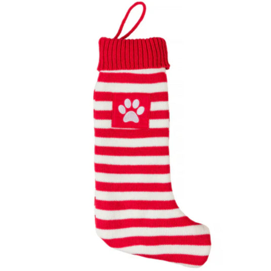 House Of Paws Red Christmas Striped Stocking