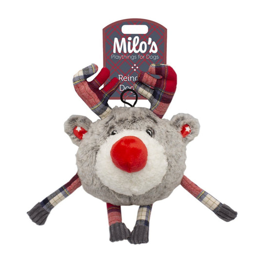 Milos Red Check Reindeer Premium Dog Toy