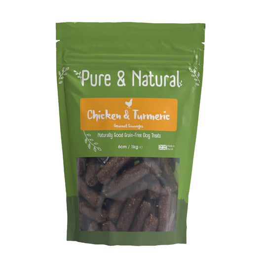 Pure & Natural Gourmet Chicken & Turmeric Sausages 6cm dog treats 1kg