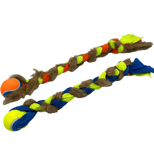 Hem & Boo tennis ball with fleece tails dog toy
