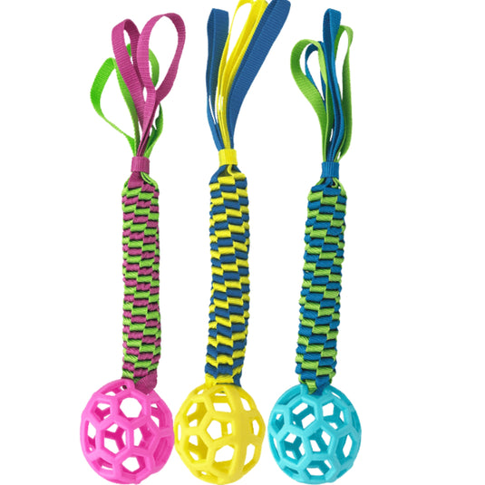 Hem & Boo Webbing Tug with TPR Ball dog toy