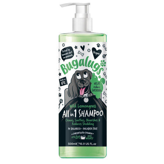 Bugalugs Wild Lemongrass All-in-1 Dog Shampoo with Shed Control 500ml