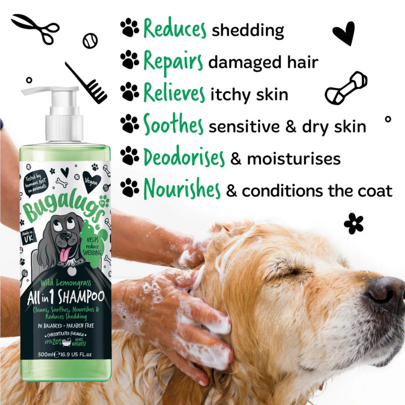 Load image into Gallery viewer, Bugalugs Wild Lemongrass All-in-1 Dog Shampoo with Shed Control 500ml
