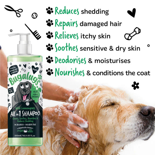 Bugalugs Wild Lemongrass All-in-1 Dog Shampoo with Shed Control 500ml